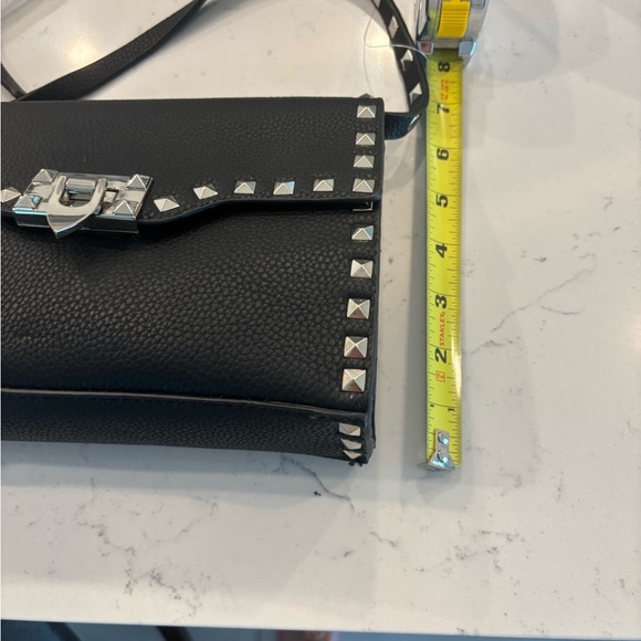 NWOT Black Studded Leather Crossbody Bag - Picture 2 of 4